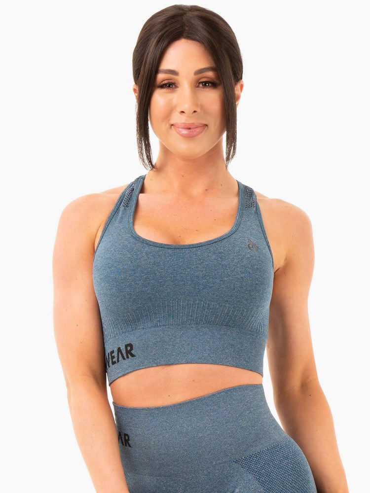 Ryderwear Seamless Staples Sports Bra Teal Marl | JAGQ-42576