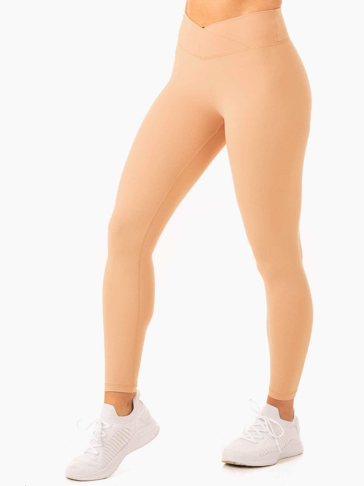 Ryderwear Serene Cross Over Scrunch Leggings Tan | NQJV-70682