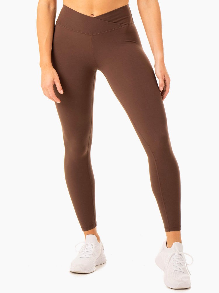 Ryderwear Serene Cross Over Scrunch Leggings Čokolády | PSXT-39126