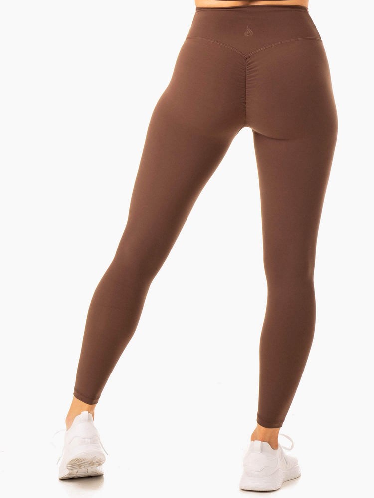 Ryderwear Serene Cross Over Scrunch Leggings Čokolády | PSXT-39126