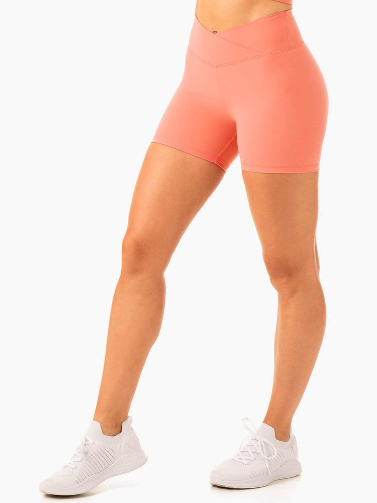 Ryderwear Serene Cross Over Scrunch Shorts Růžové Růžové | KLWN-49781