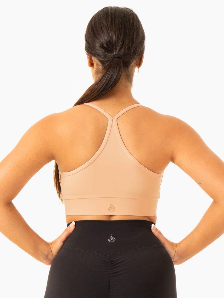 Ryderwear Serene Cross Over Sports Bra Tan | PMVO-39681