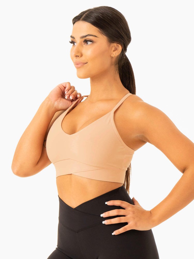 Ryderwear Serene Cross Over Sports Bra Tan | PMVO-39681