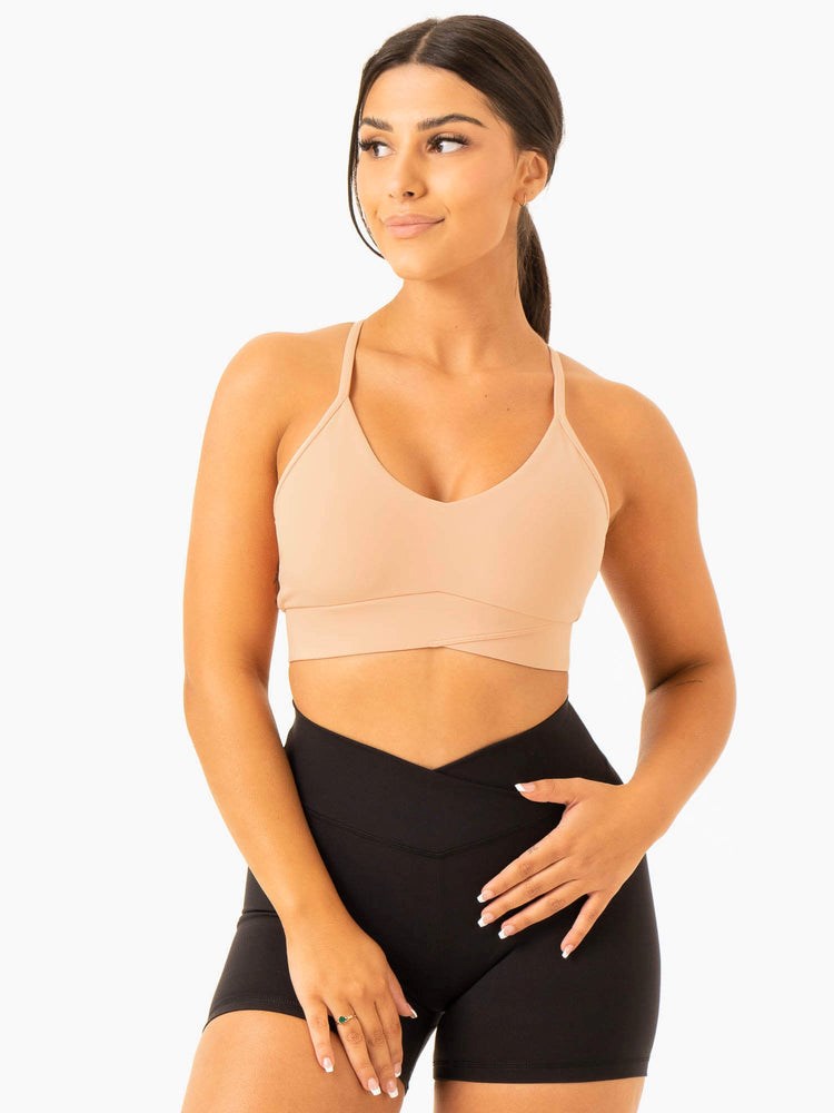 Ryderwear Serene Cross Over Sports Bra Tan | PMVO-39681