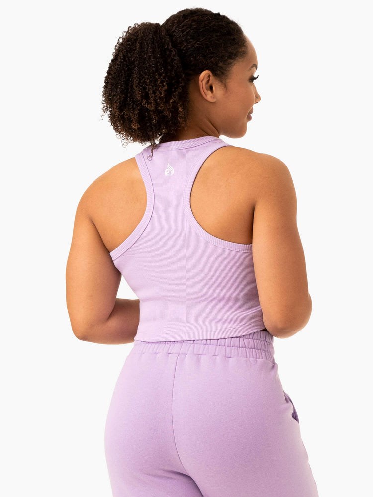 Ryderwear Sideline Rib Crop Tank Lilac | JQZW-64157