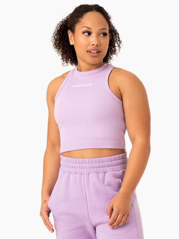 Ryderwear Sideline Rib Crop Tank Lilac | JQZW-64157