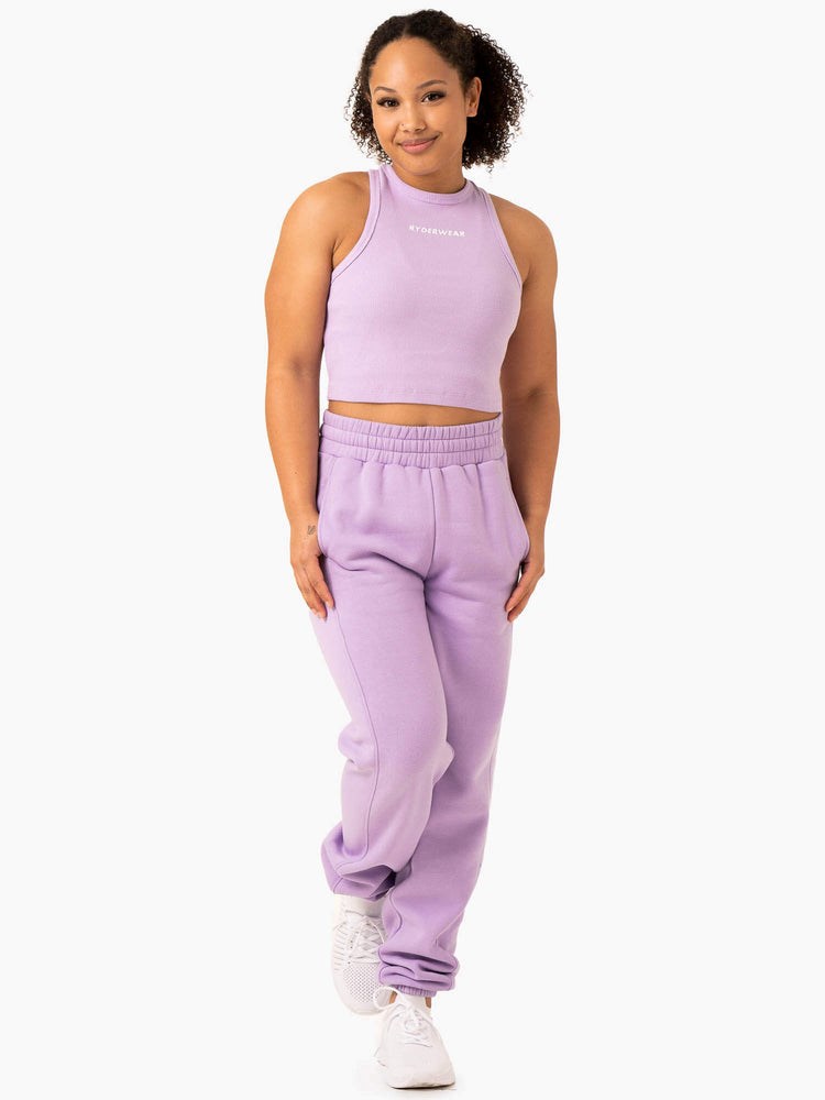 Ryderwear Sideline Rib Crop Tank Lilac | JQZW-64157