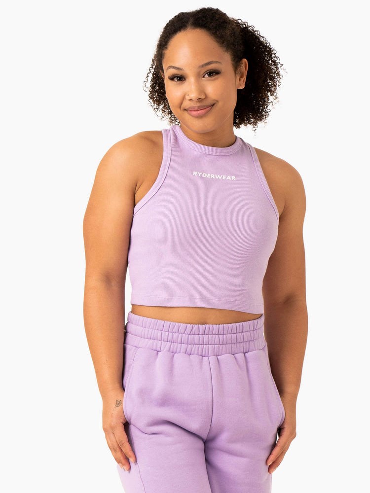 Ryderwear Sideline Rib Crop Tank Lilac | JQZW-64157