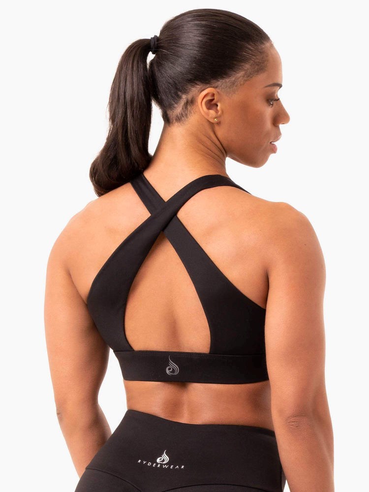 Ryderwear Staples Cross Over Sports Bra Černé | PBSA-89257