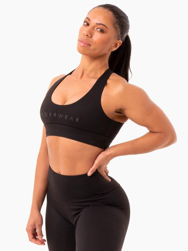 Ryderwear Staples Cross Over Sports Bra Černé | PBSA-89257