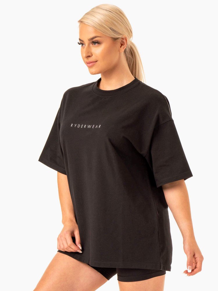 Ryderwear Staples Oversized Tee Černé | IBEC-28914