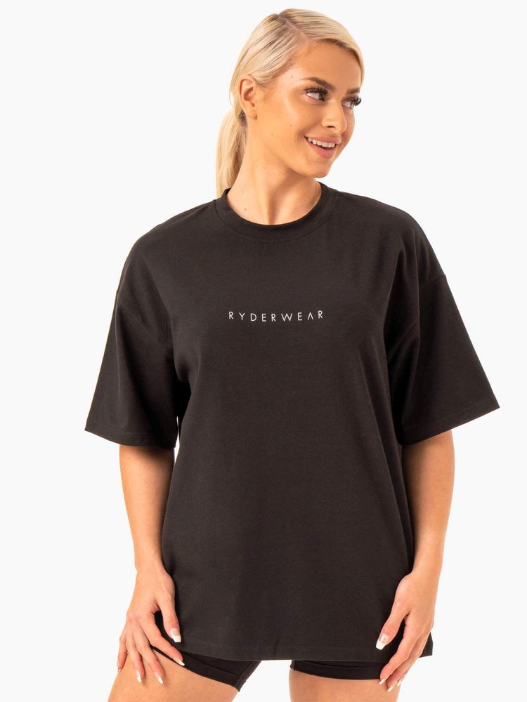 Ryderwear Staples Oversized Tee Černé | IBEC-28914