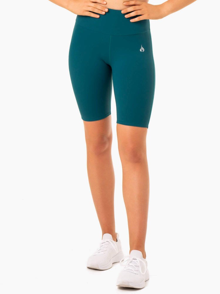 Ryderwear Staples Scrunch Bum Bike Shorts Emerald | NQFR-30167