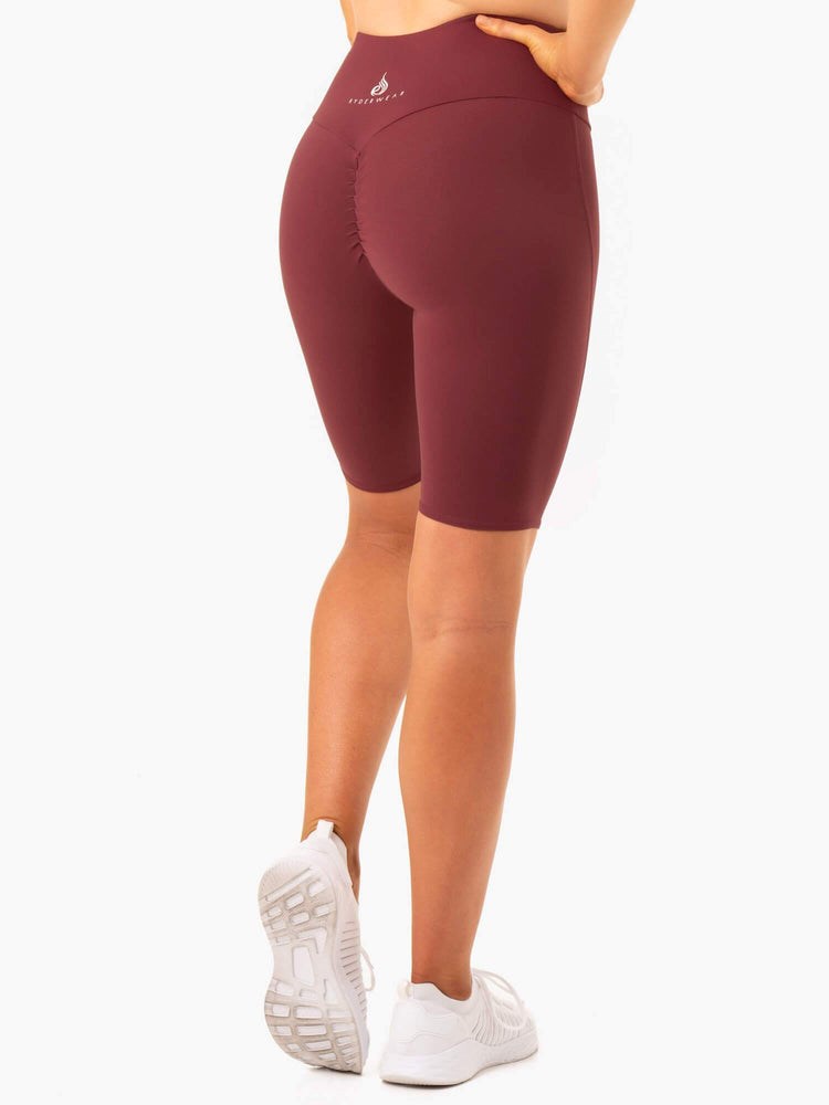 Ryderwear Staples Scrunch Bum Bike Shorts Vínové | XDYF-20618