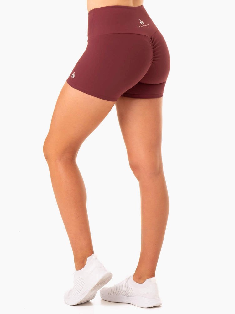 Ryderwear Staples Scrunch Bum Booty Shorts Vínové | BNSW-41053