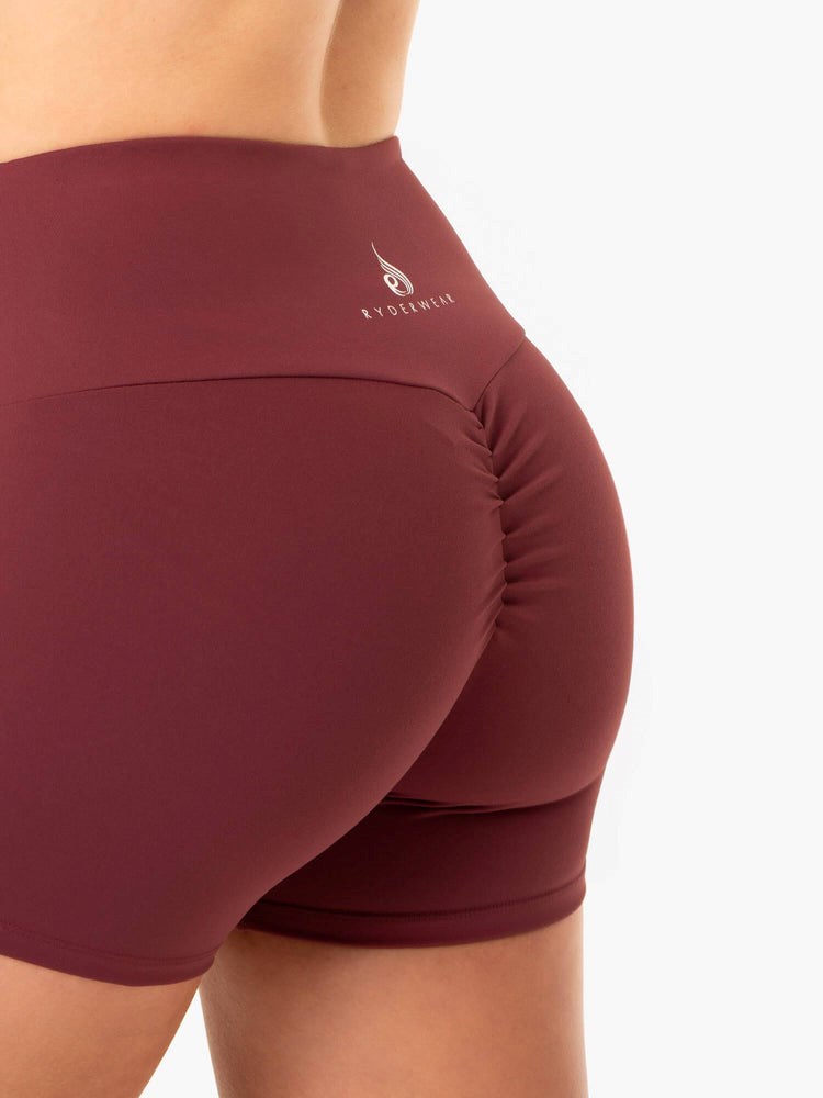 Ryderwear Staples Scrunch Bum Booty Shorts Vínové | BNSW-41053