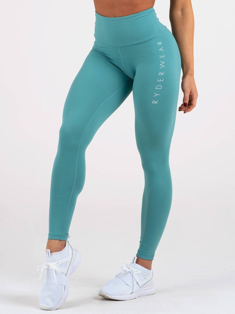 Ryderwear Staples Scrunch Bum Leggings Teal | OZCP-68340