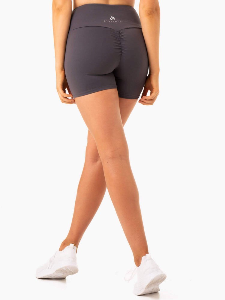 Ryderwear Staples Scrunch Bum Mid Length Shorts Charcoal | SPUB-36918