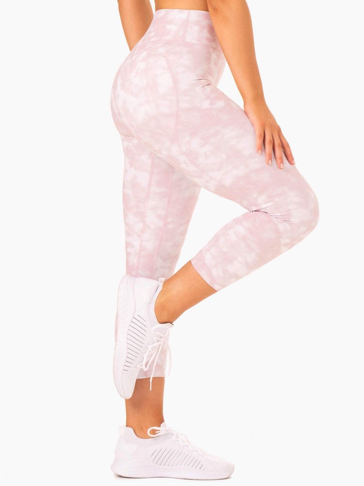 Ryderwear Tie Dye 7/8 Leggings Růžové | NLPI-84617