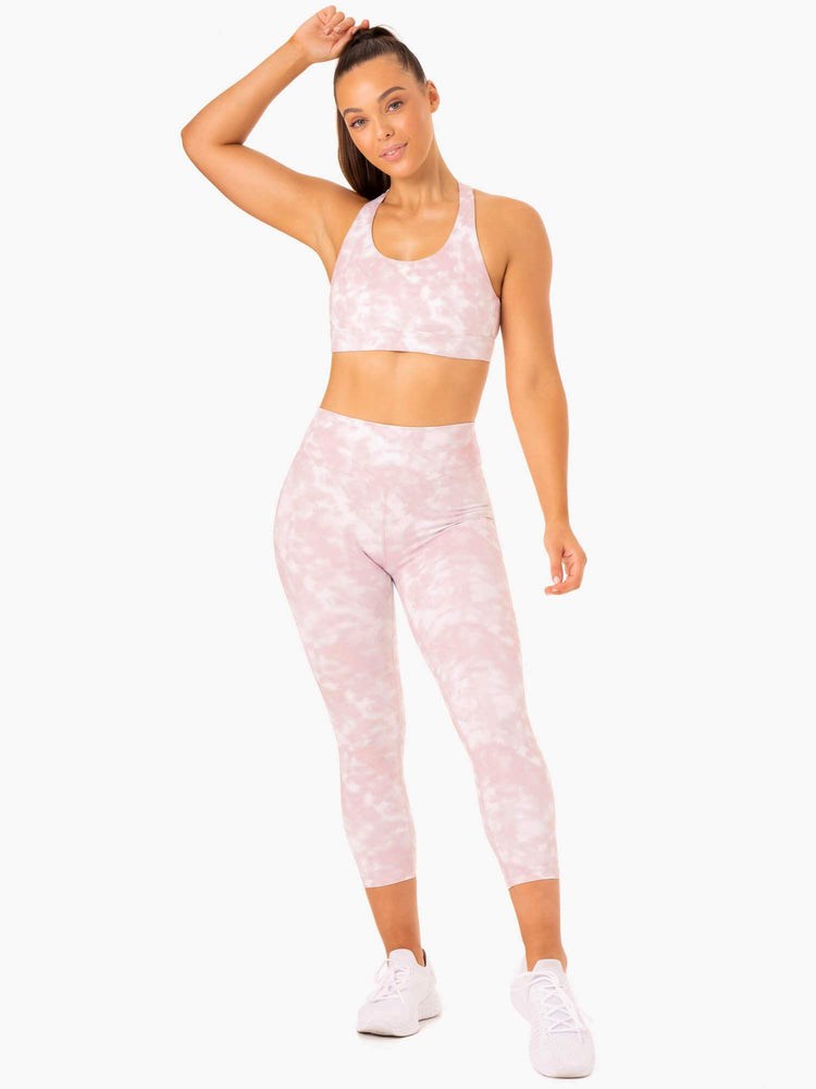 Ryderwear Tie Dye 7/8 Leggings Růžové | NLPI-84617