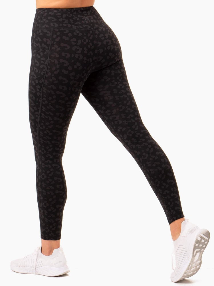 Ryderwear Ultra High Waisted Full Length Leggings Černé Leopard | CQHG-12836