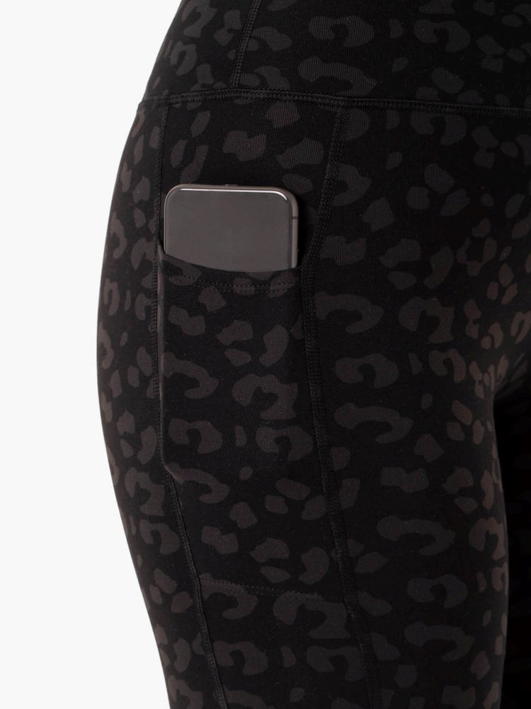 Ryderwear Ultra High Waisted Full Length Leggings Černé Leopard | CQHG-12836