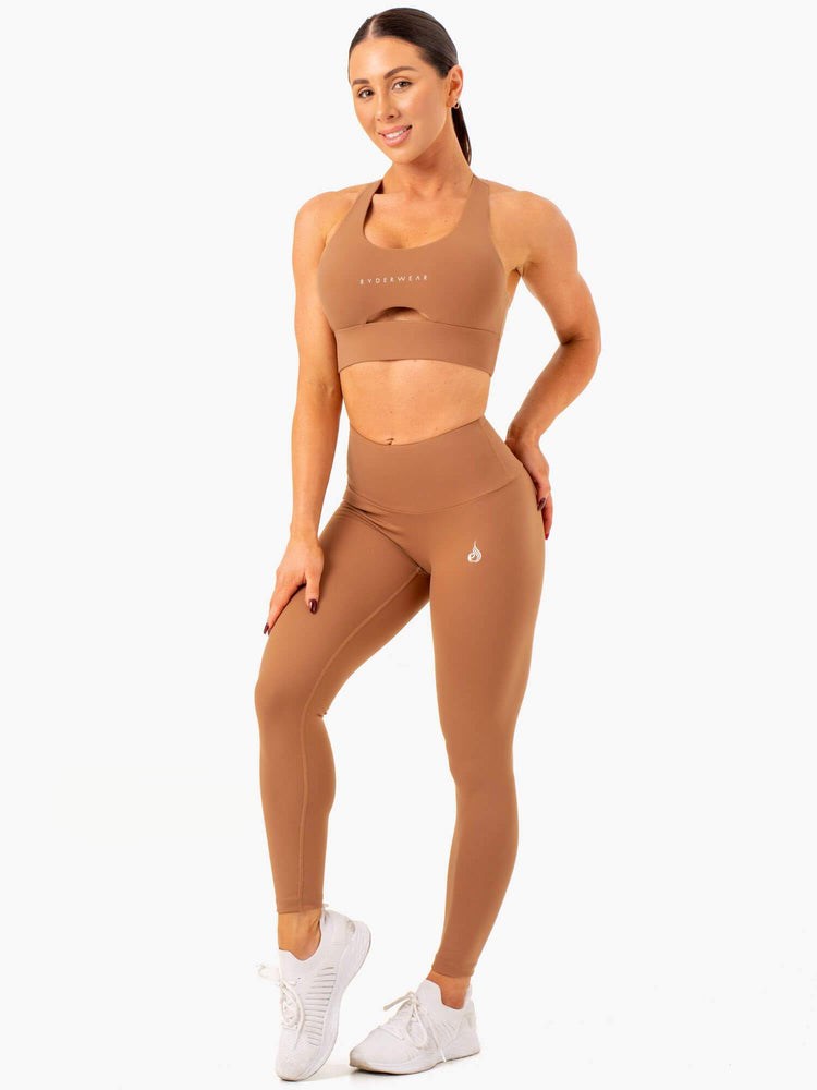 Ryderwear Vital High Waisted Scrunch Leggings Mocha | YNQX-05746