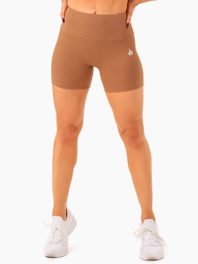 Ryderwear Vital Mid Length Scrunch Shorts Mocha | QNPU-84769