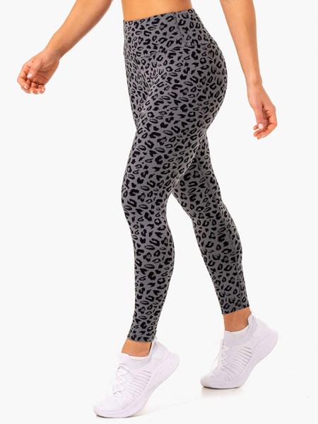 Ryderwear Adapt High Waisted Scrunch Leggings Šedé Leopard | LRWY-30819