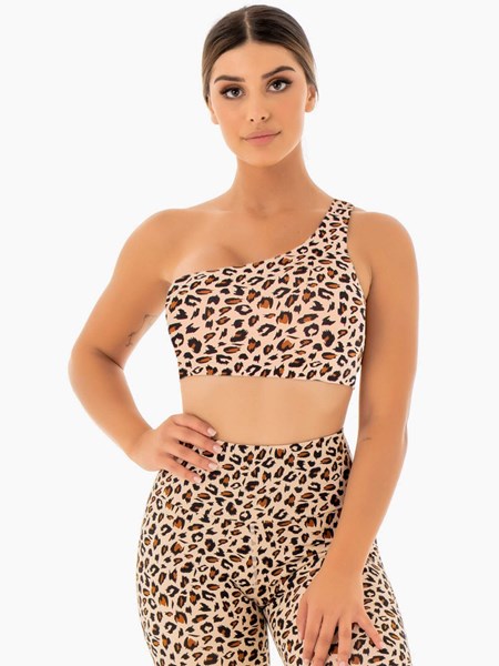 Ryderwear Adapt One Shoulder Sports Bra Leopard | BENS-17043