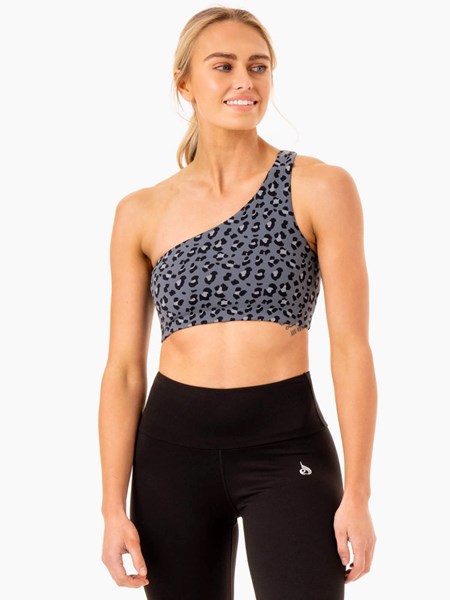 Ryderwear Adapt One Shoulder Sports Bra Blankyt Leopard | IYUS-47963