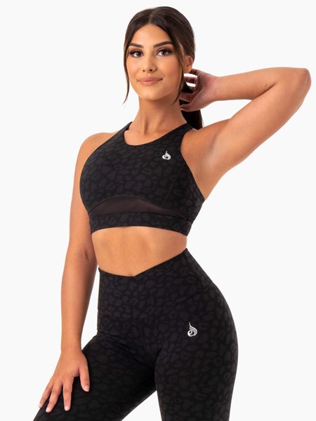 Ryderwear Amazon Mesh Sports Bra Černé Leopard | GQLX-58210