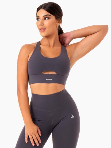 Ryderwear Base Racer Back Sports Bra Charcoal | HPGF-29614