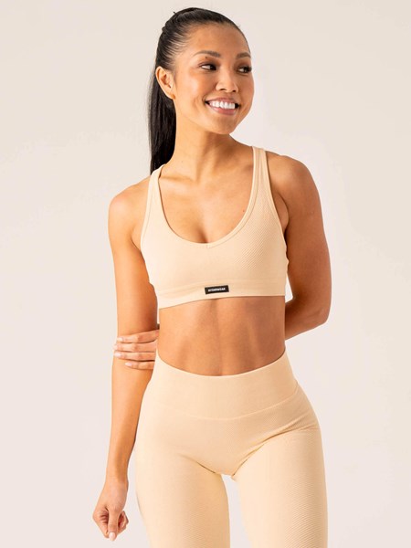 Ryderwear Circuit Rib Seamless Sports Bra Peach Sorbet | DOUP-14760