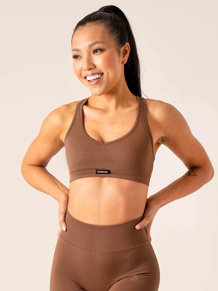 Ryderwear Circuit Rib Seamless Sports Bra Čokolády | QECX-23086