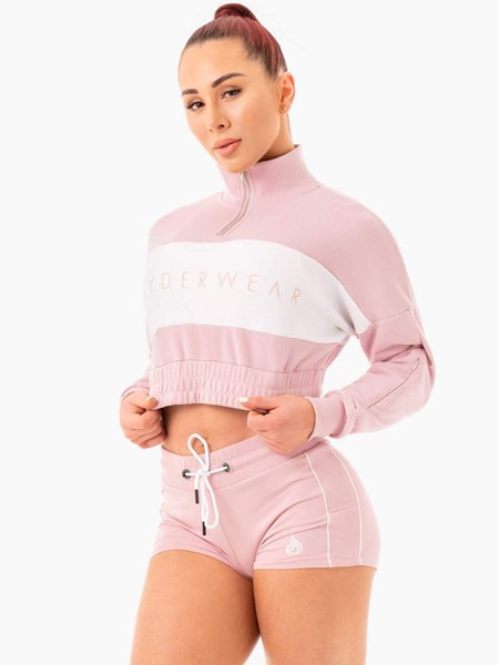 Ryderwear Cropped Track Jumper Růžové | ZEYD-40126