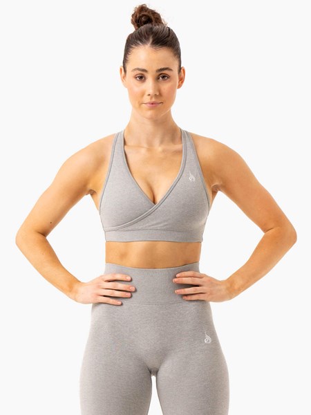 Ryderwear Essential Seamless Cross Over Sports Bra Světle Šedé | SKGX-51462