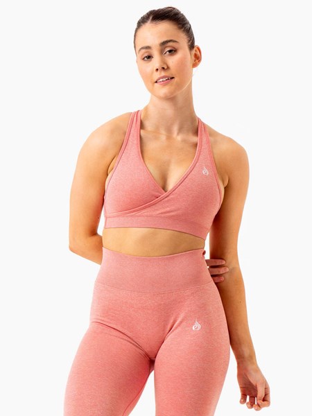 Ryderwear Essential Seamless Cross Over Sports Bra Růžové | ZEAW-10284