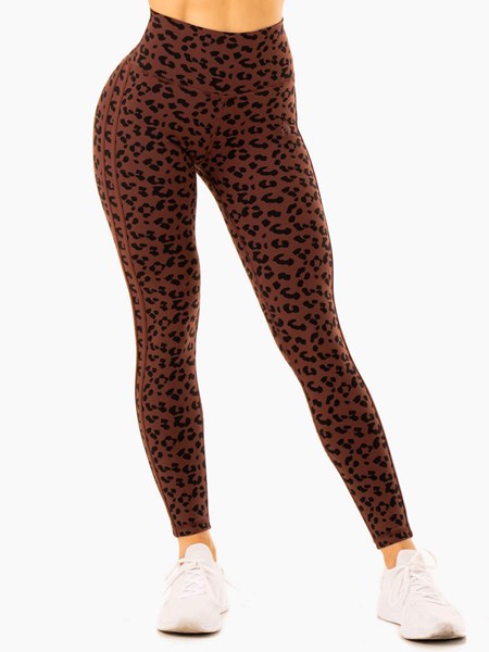 Ryderwear Evolution High Waisted Scrunch Leggings Čokolády Leopard | FTJQ-96014