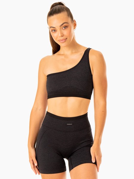 Ryderwear Excel Seamless One Shoulder Sports Bra Černé | INGR-46137