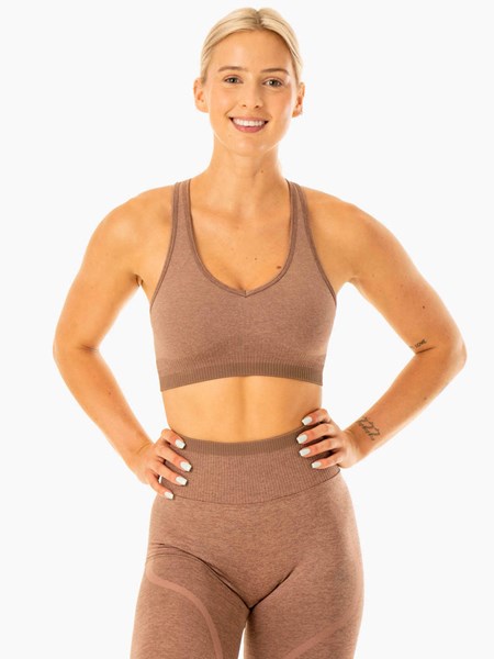 Ryderwear Excel Seamless Sports Bra Mocha Marl | DEKQ-26940