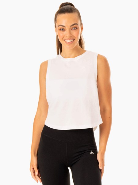 Ryderwear Flow Scoop Tank Bílé | GKWI-68312