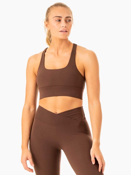 Ryderwear Flow Square Neck Sports Bra Čokolády | GJYK-78302