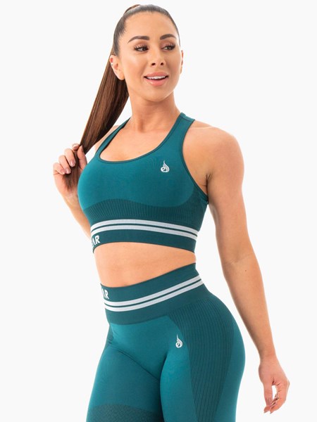 Ryderwear Freestyle Seamless Longline Sports Bra Zelene | UYPS-19436