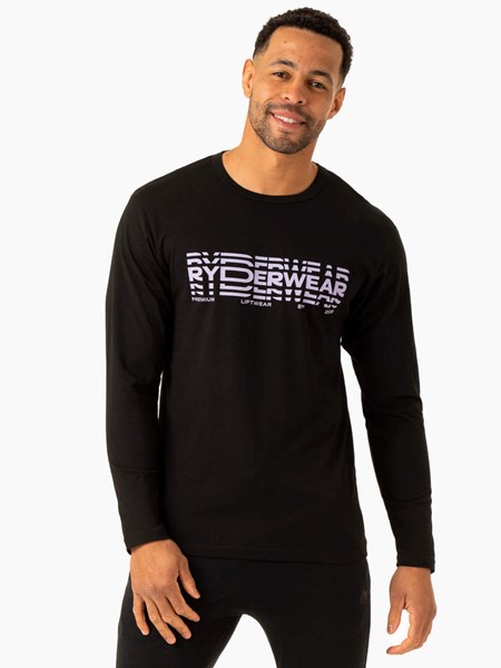 Ryderwear Grafická Long Sleeve T-Shirt Černé | ROQC-90473