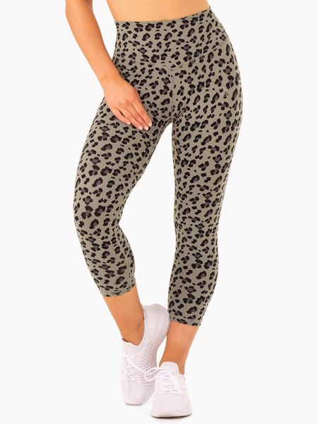 Ryderwear Hybridní 7/8 Leggings Hnědožlutý Leopard | RSAM-17063