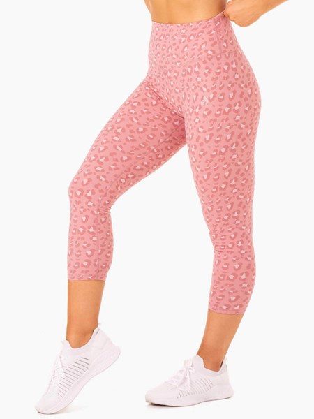 Ryderwear Hybridní 7/8 Leggings Růžové Leopard | IJQG-28175