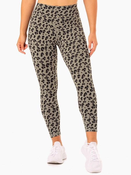 Ryderwear Hybridní Full Length Leggings Hnědožlutý Leopard | DGOU-16302