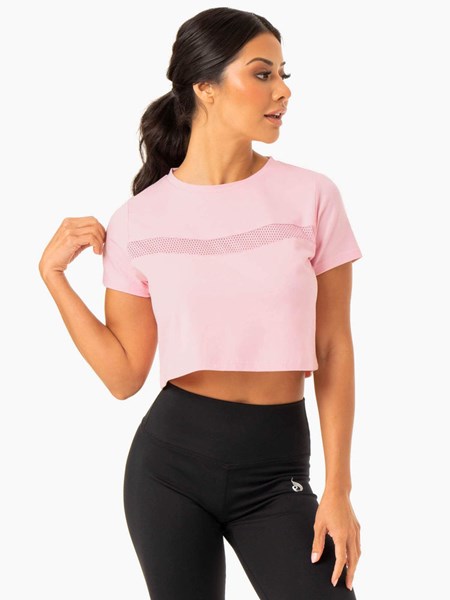 Ryderwear Hybridní Mesh Tee Růžové | FXQM-31247