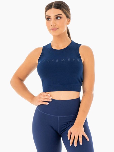 Ryderwear Motion Crop Top Tmavě Blankyt | VXCA-40635